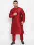 Vastramay Men's Plus Size Maroon Silk Blend Kurta Pyjama Set